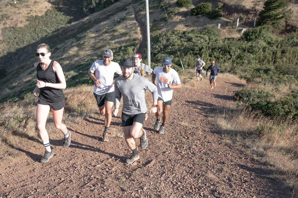 running up hills with friends