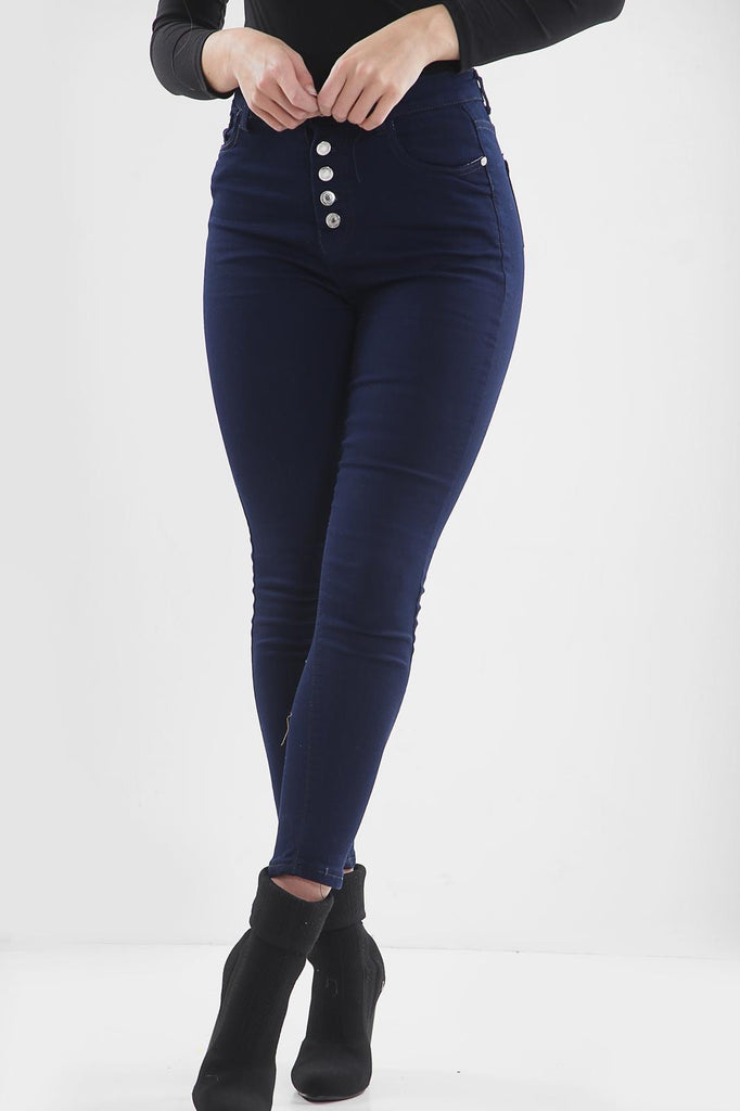 high waisted multi button jeans