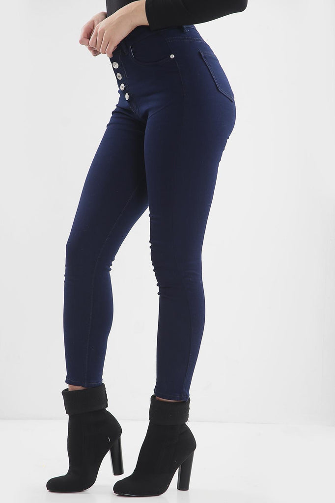 high waisted multi button jeans