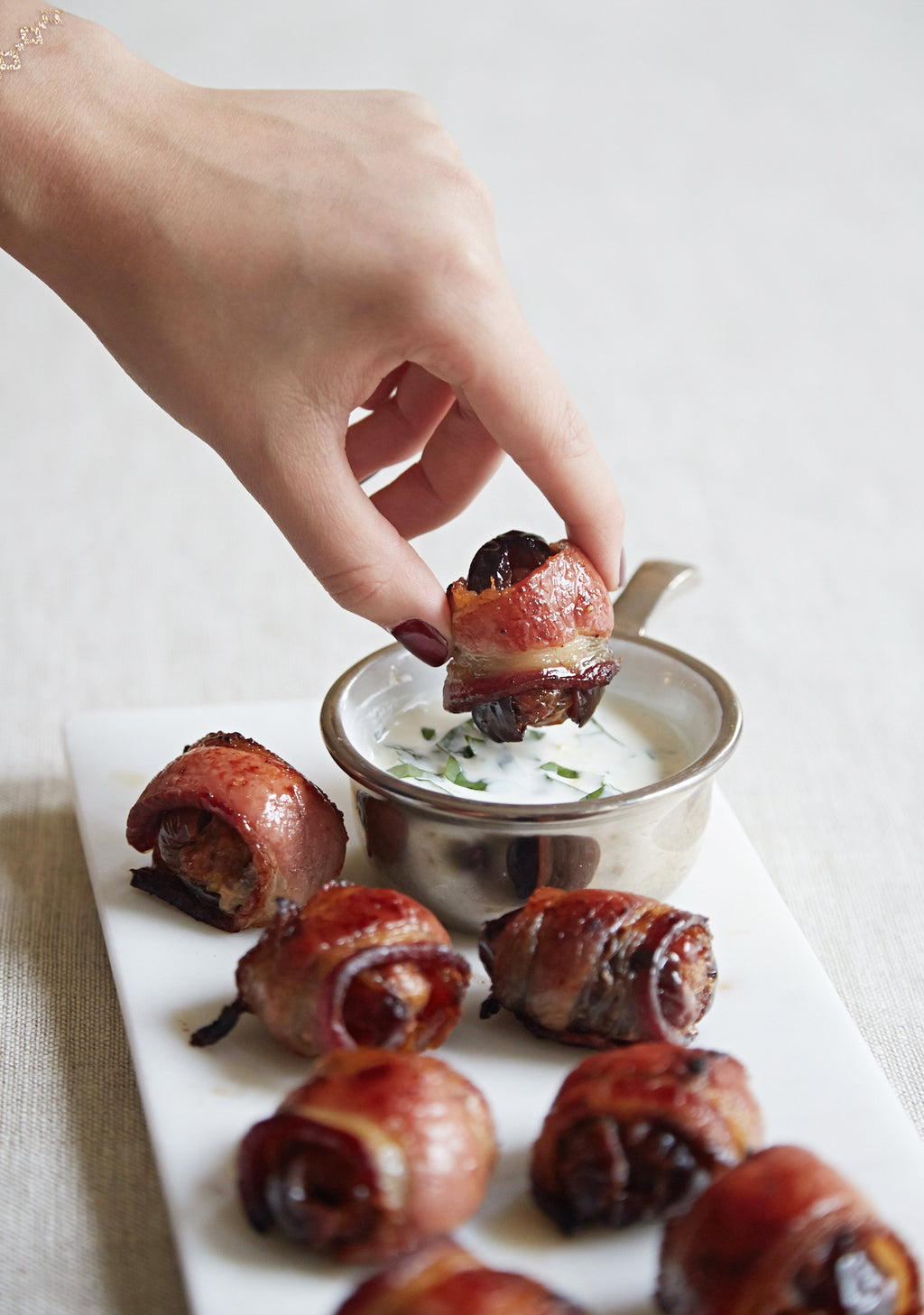 Hot Italian Sausage-Stuffed Dates with Lemon-Basil Crema – Giadzy