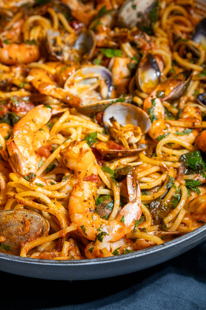 Steamed Shrimp And Clam Pasta