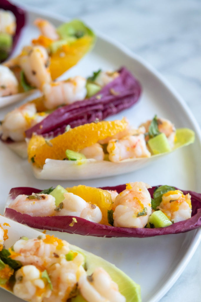 Shrimp and Citrus Endive Cups with Lavender