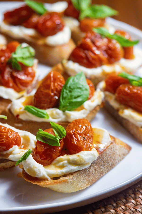Ricotta Bruschetta with Sweet and Spicy Tomatoes