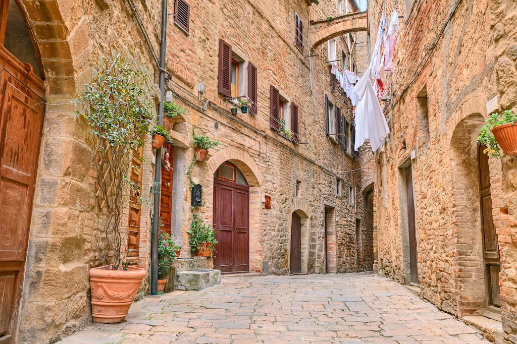 Picturesque corner in the old town of Volterra Italy