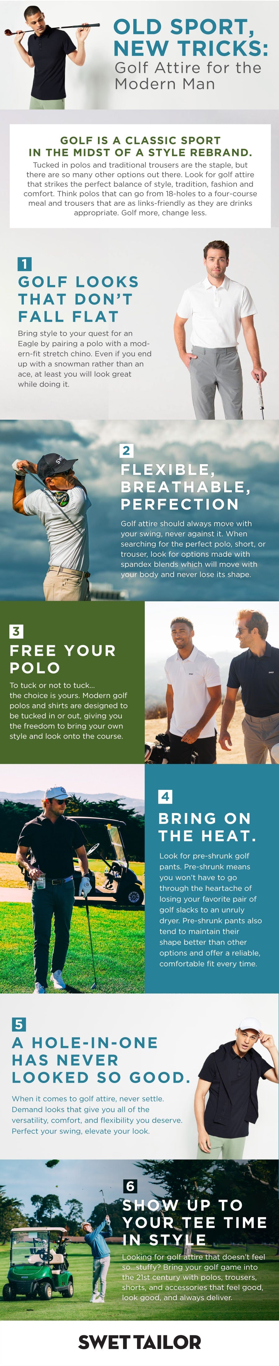 infographic about modern golf attire for men