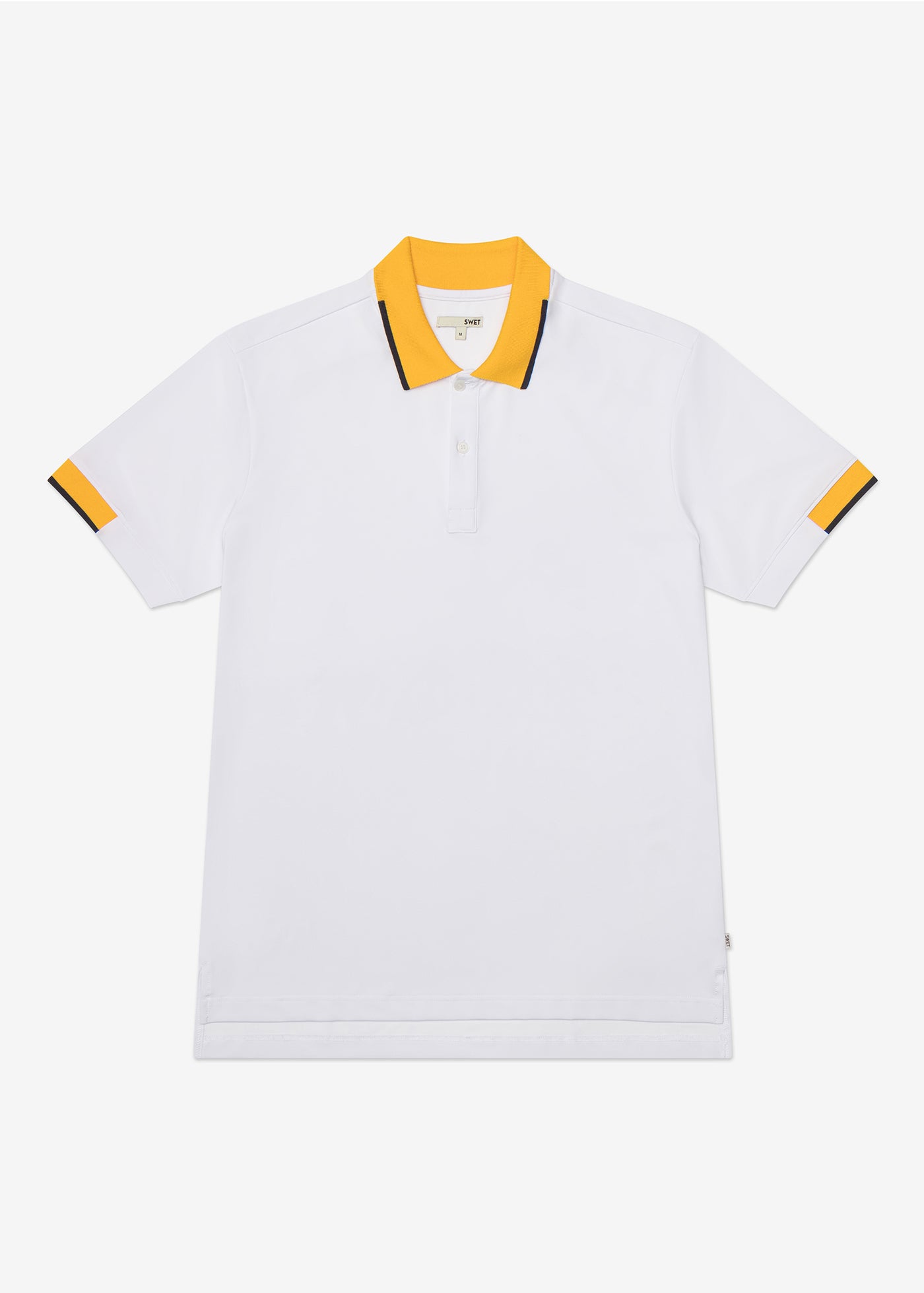 Performance Tipped Polo | White w/ Yellow Collar & Navy Tipping – Swet ...