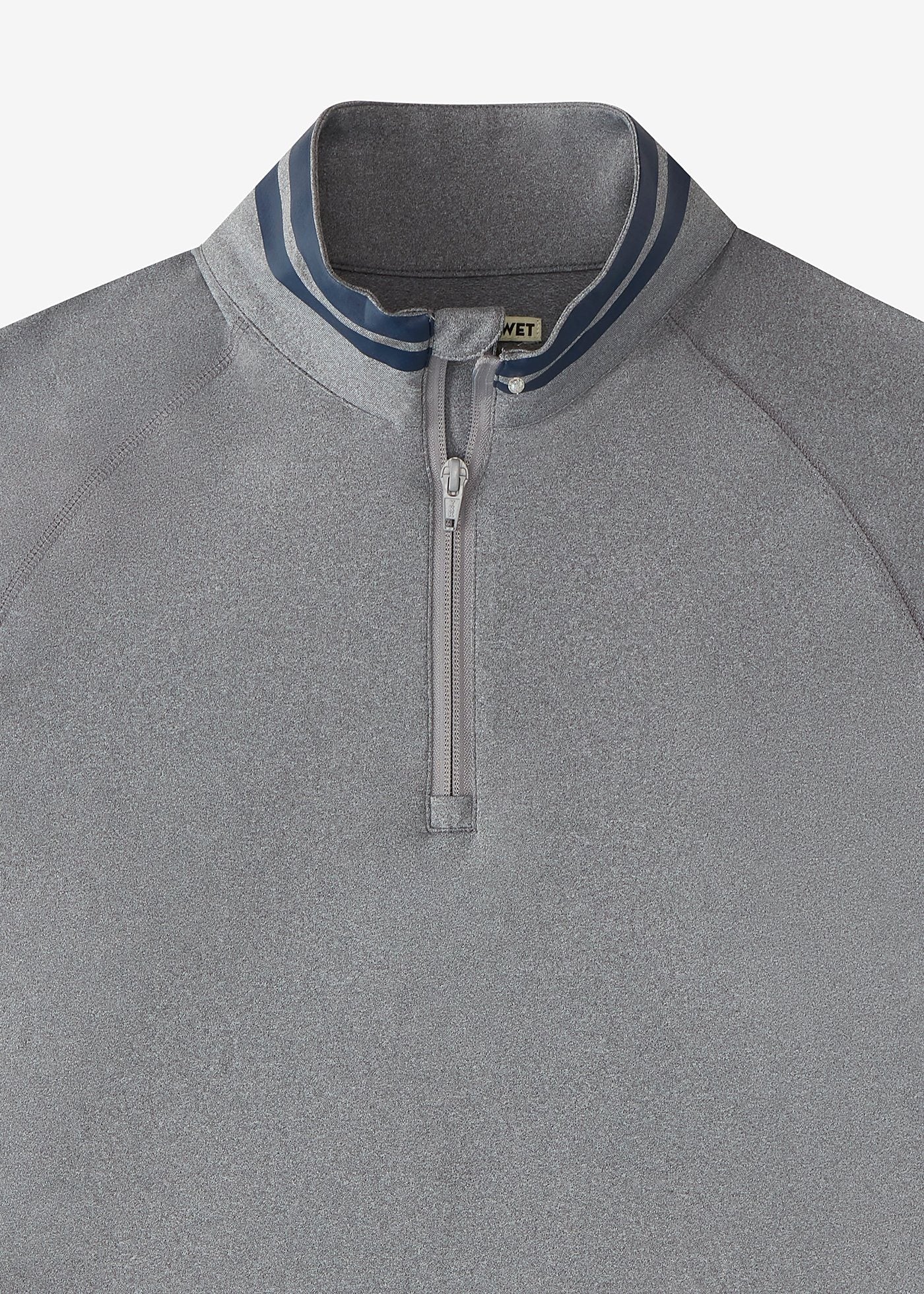 Performance Quarter Zip | Heather Grey w/Navy Stripe