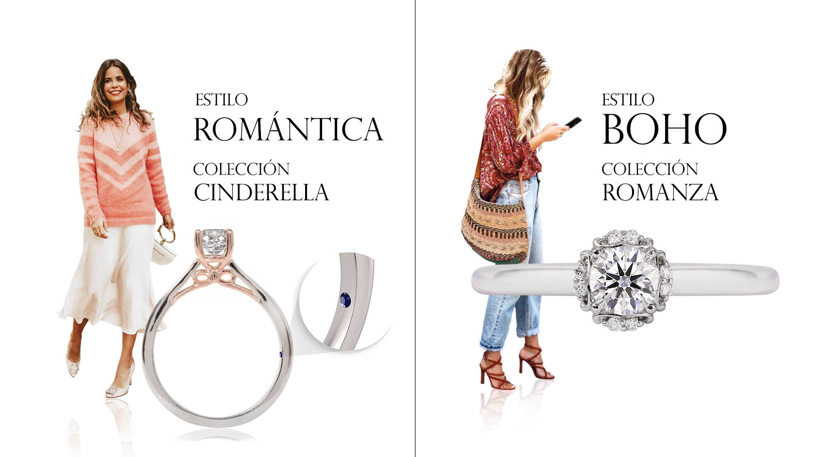 El anillo de compromiso adecuado para una mujer con estilo romantica o estilo boho consejos Monterrey joyeria fina carranzaycarranza.com 