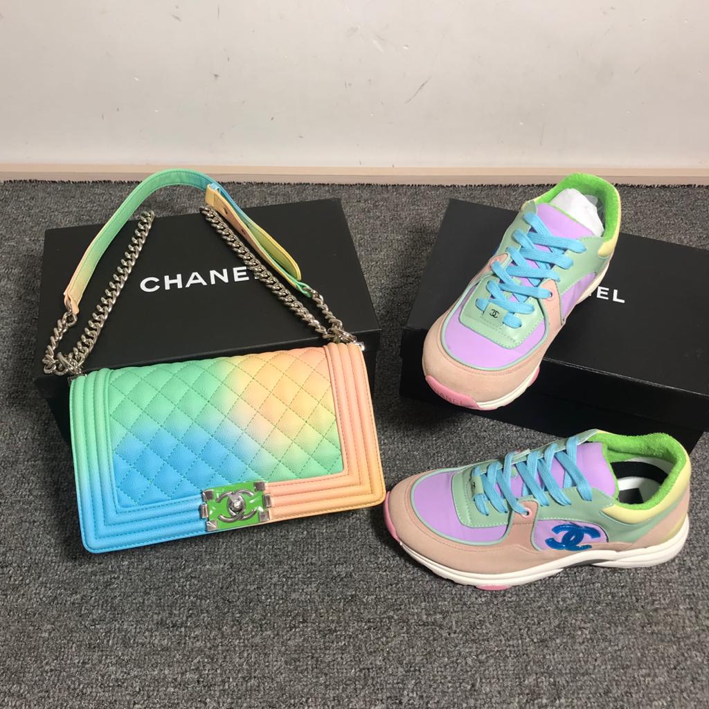 chanel sneakers rainbow