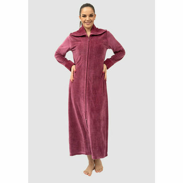 Do not miss this cozy womens zip-front velour robe