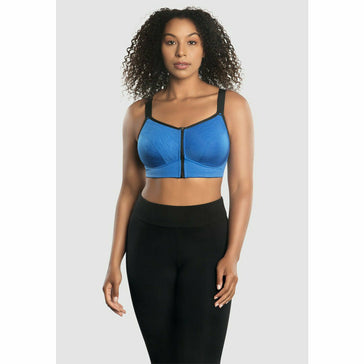 PARFAIT Women's Wave Wire-free Zip Front Sports Bra - Nautical Blue - 38H 