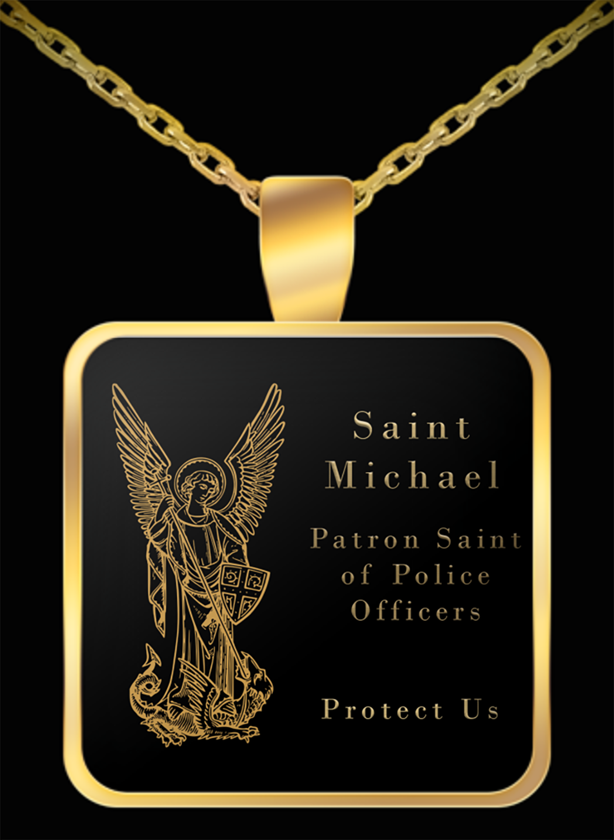 gold st michael pendant police