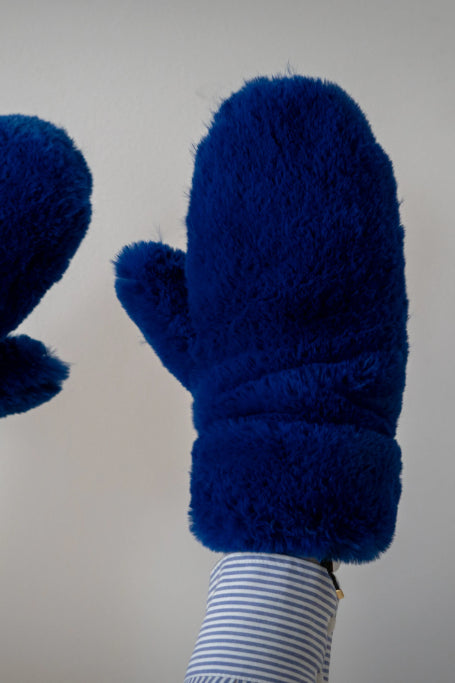 blue fur gloves