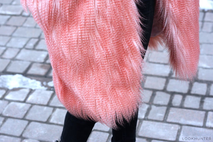 Peach Pink Faux Llama Fur Coat – LOOKHUNTER