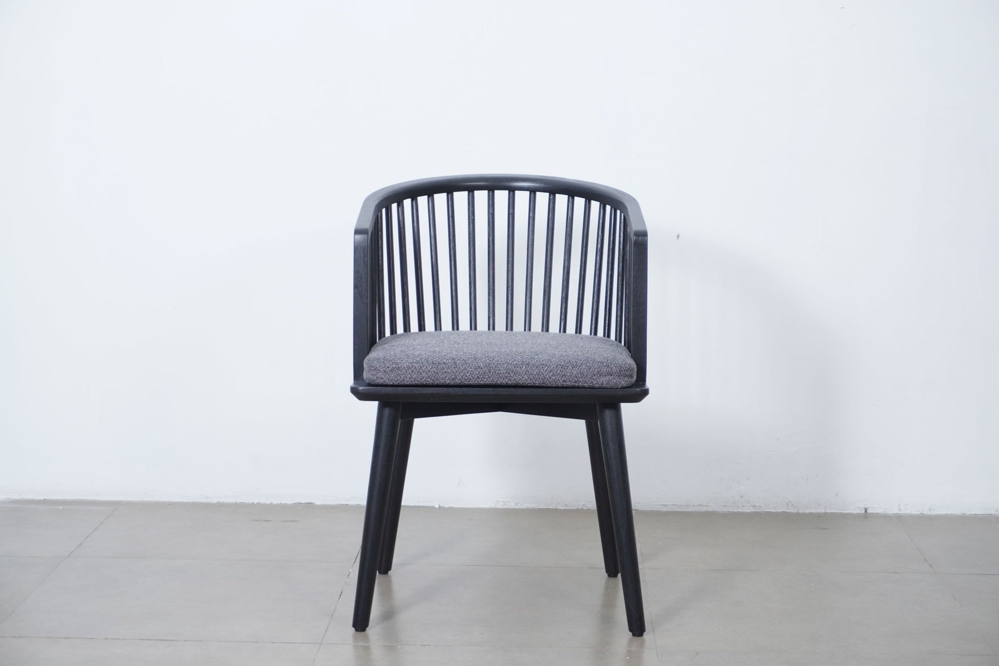 six black dining chairs