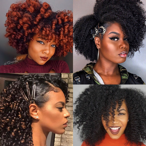 Tobi Lou: Long Dyed Afro Hairstyle Styled in Bunches