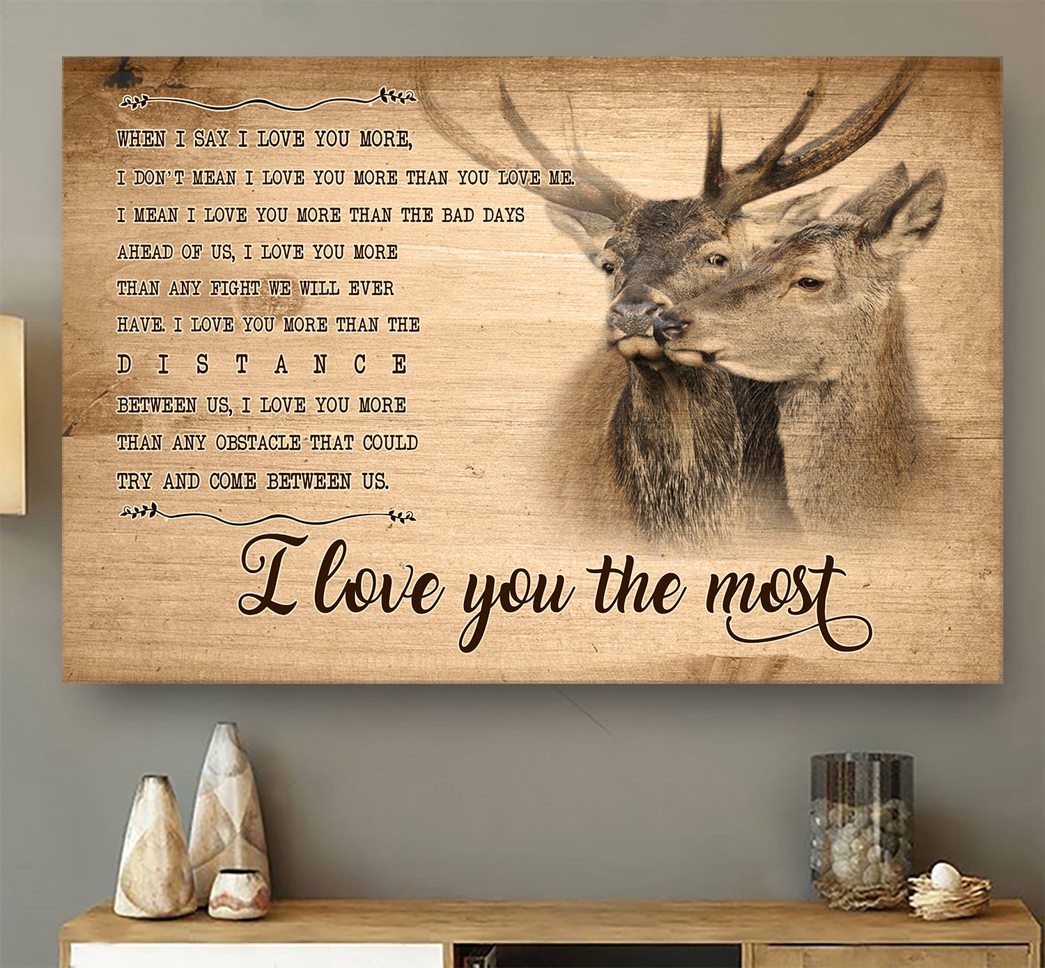 Valentine S Day Poster Gifts For Her Him Deer I Love You The Most Mima Tee