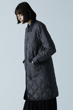 Taion Long Collared Quilted Coat - Black