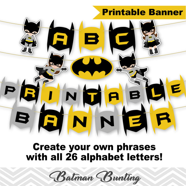 Printable Batman Banner, Digital Batman Bunting, Printable Superhero P –  Tracy Digital Design