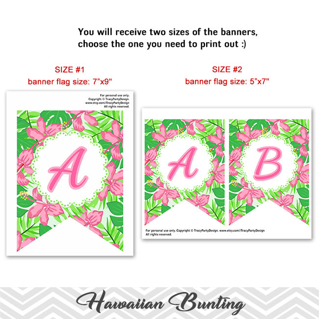 Printable Hawaiian Bunting Pineapple Aloha Banner Printable Tropical