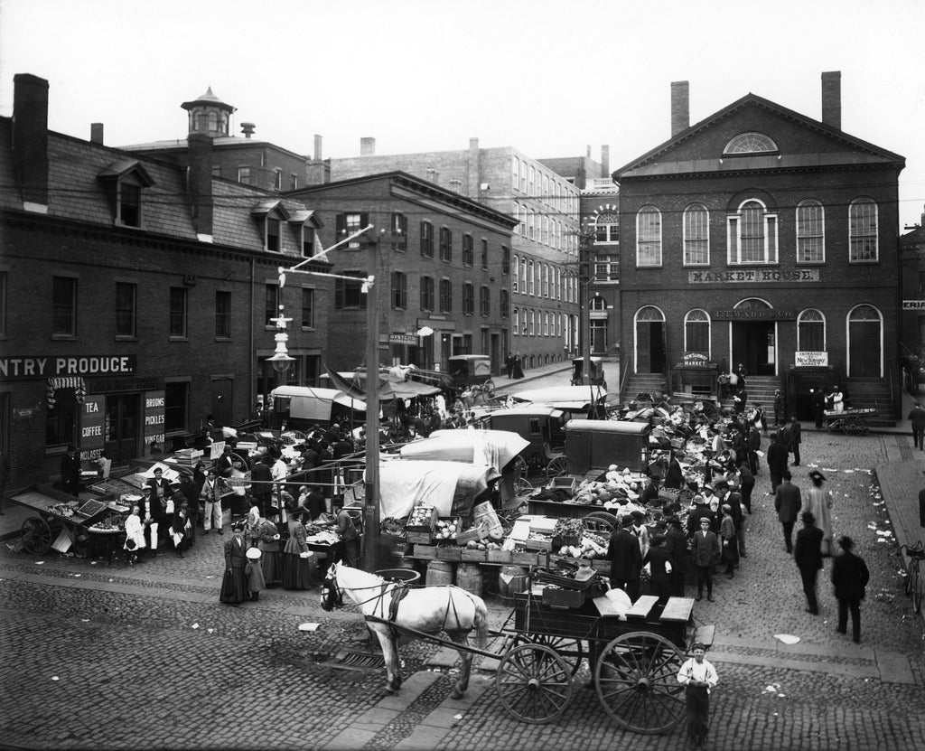 The Derby Square market, as seen from Front Street, circa late 1800s. -- Courtesy Phillips Library, Peabody Essex Museum