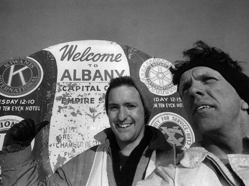 Tom Wilkinson and Bernie Kolenberg hiking on February 17, 1963