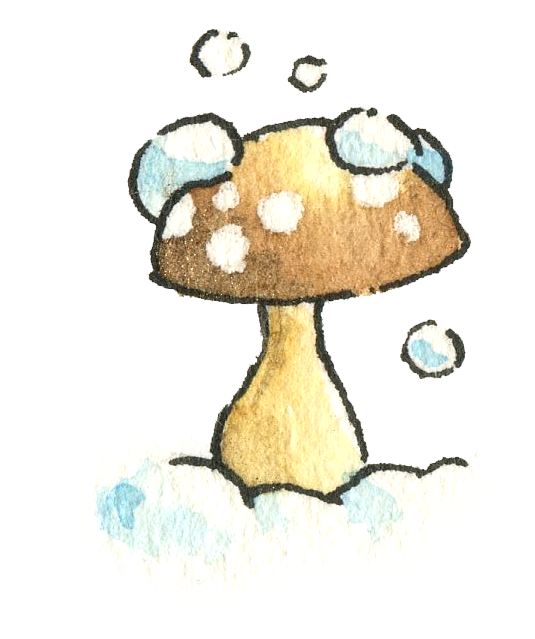 Watercolor mushroom under snow