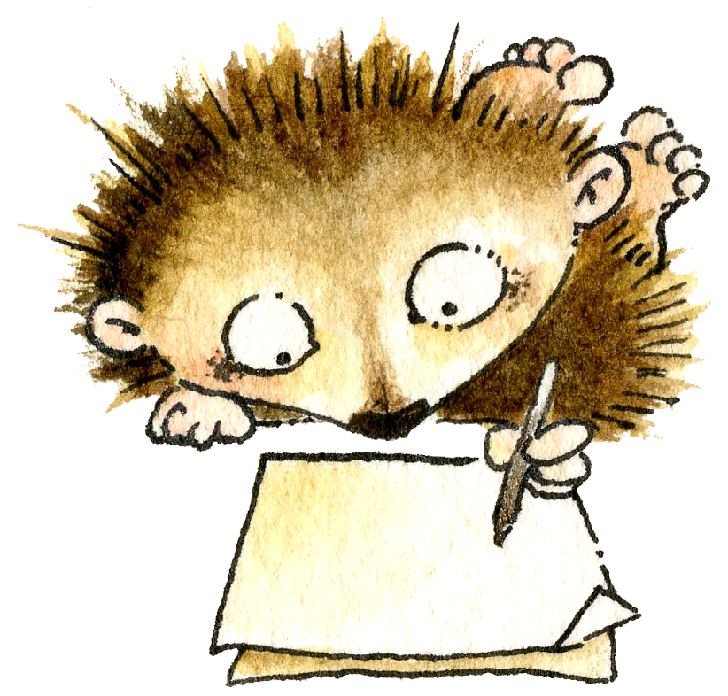 Writing hedgehog