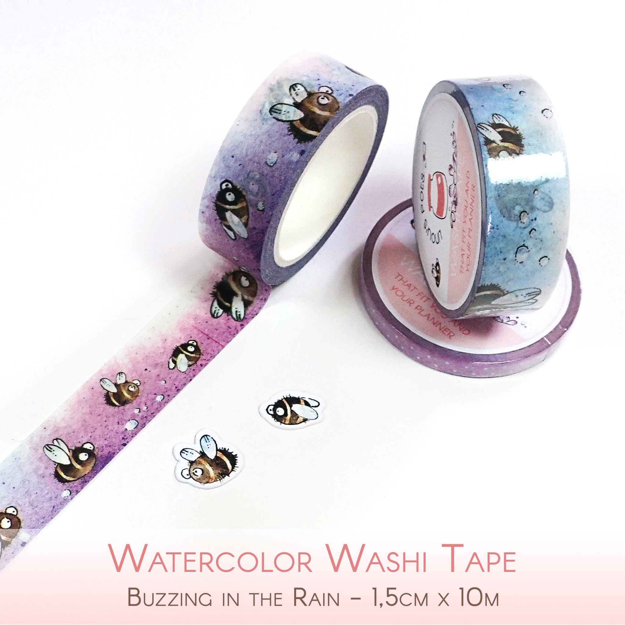Buzzing In The Rain - Thin Purple & Light Blue Washi Tape – Linouspots