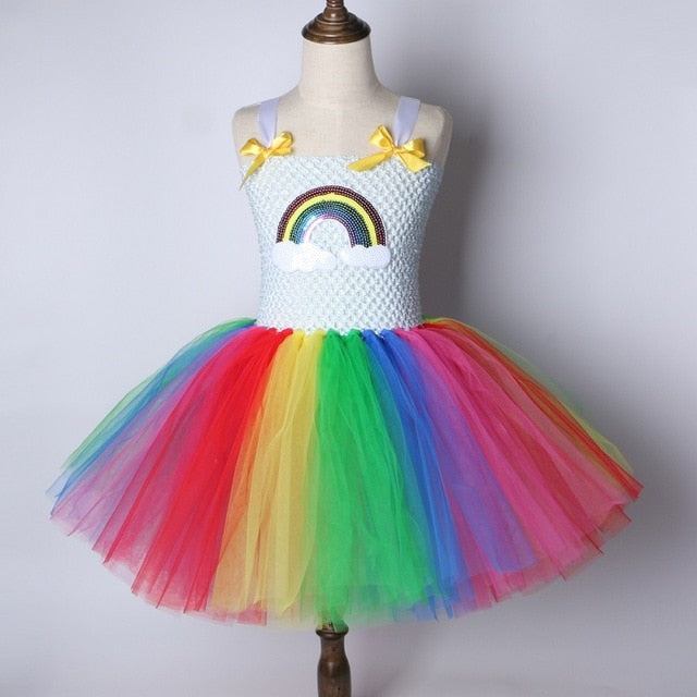rainbow party dress girl