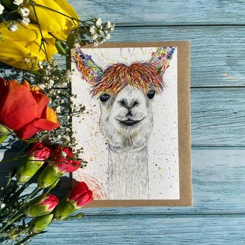 Eco card by Jen Winnett Art Lily the Llama
