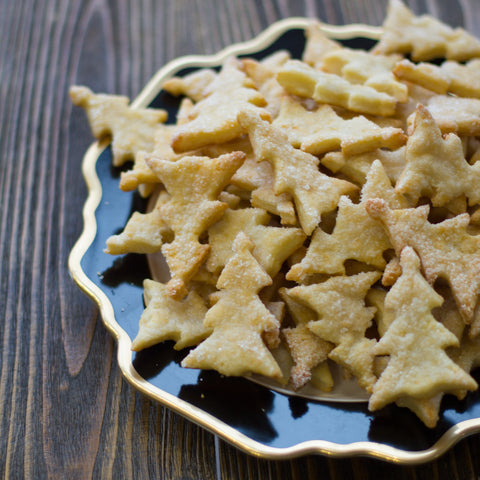 Plate of Christmas tree shaped cookies