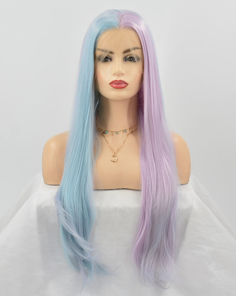 Mermaid Half Blue Half Purple Synthetic Lace Front Wig Wt091 Weekendwigs