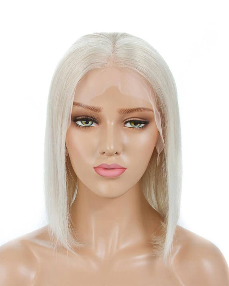 Platinum Blonde Virgin Human Hair Short Lace Wig Ht002 Weekendwigs