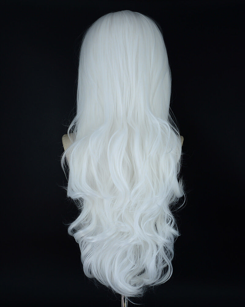 Weekendwigs White Wavy Synthetic Lace Front Wig