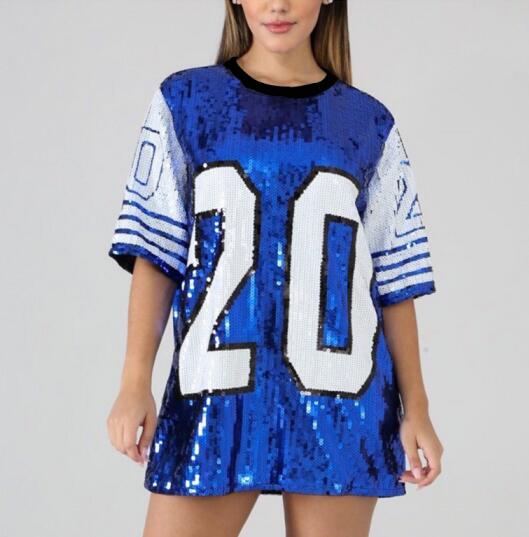 Hip Hop T-shirt Dress Sequins T Shirt 