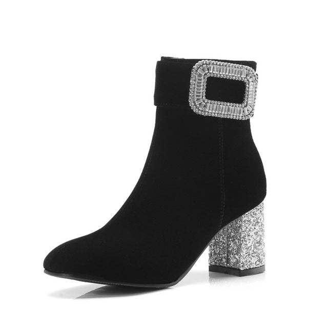 office ladies black ankle boots