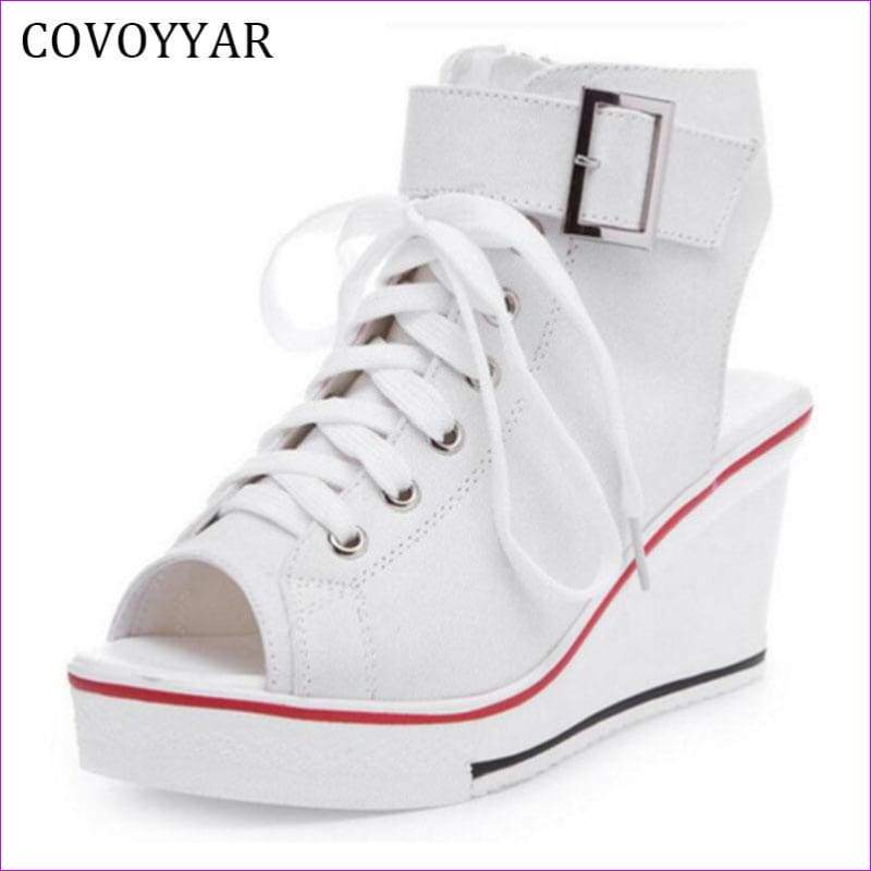 canvas closed toe wedge shoes