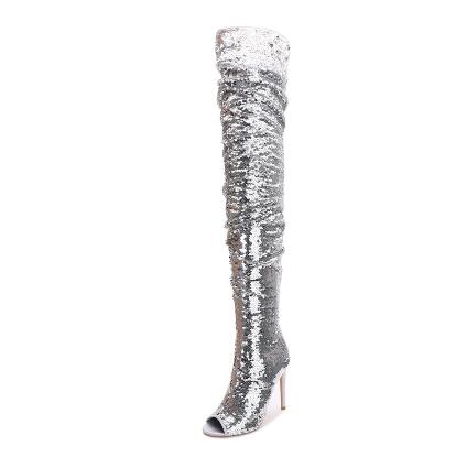 glitter long boots