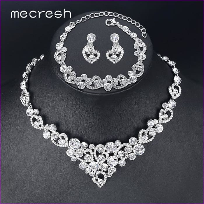 Jcbling Rhinestone Wedding Jewelry Necklace Sets Crystal Wedding