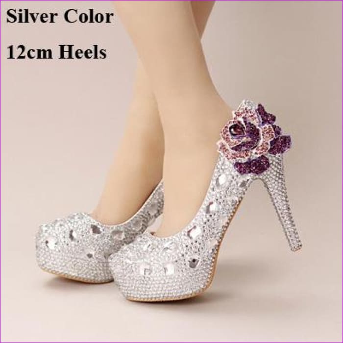 silver color high heels