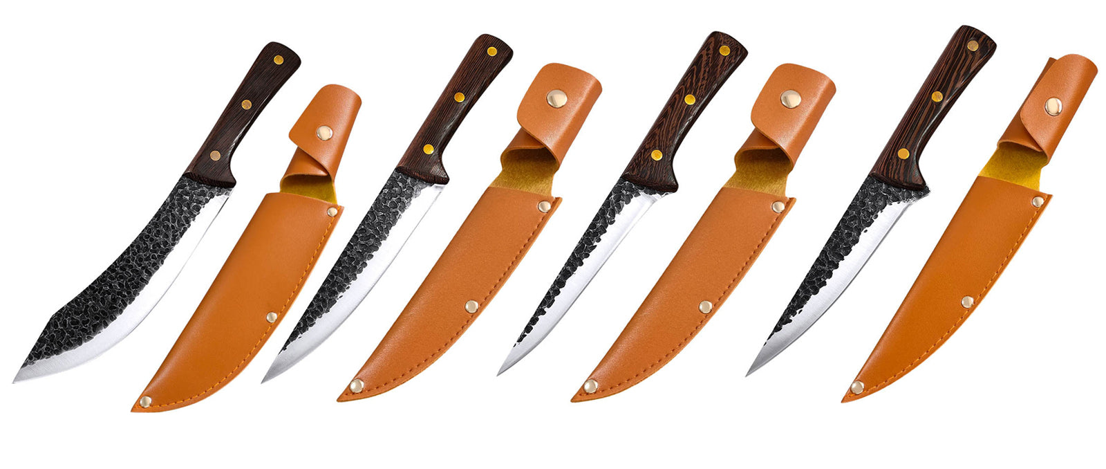 4 Piece Butcher Knife Set With Sheath