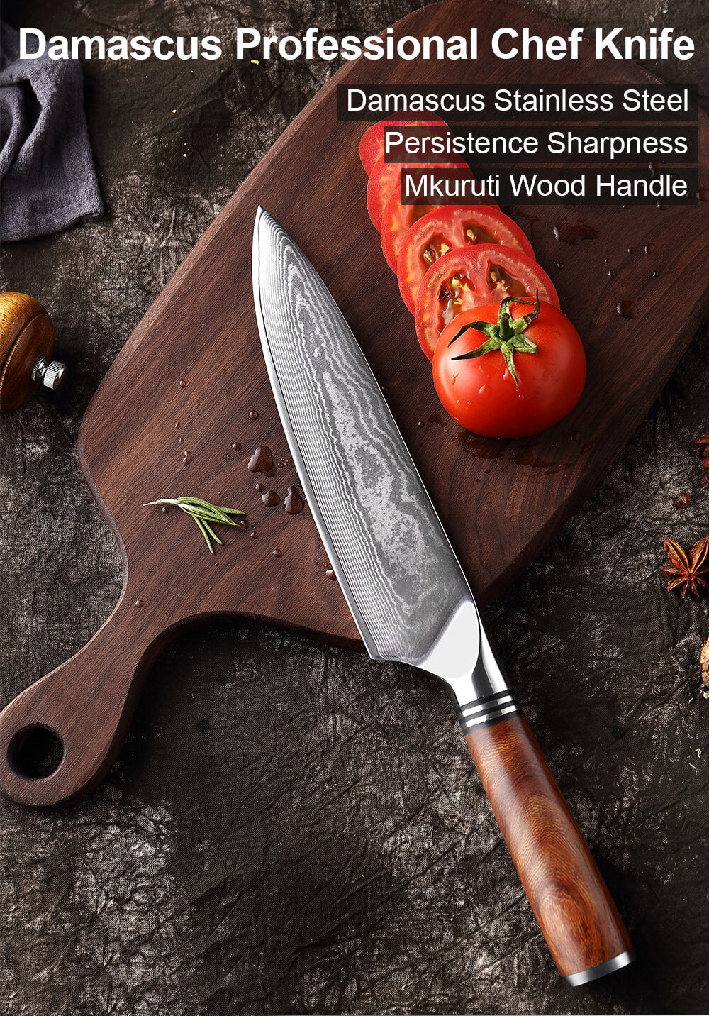 Japanese VG10 Damascus Chef Knife - Letcase Knives