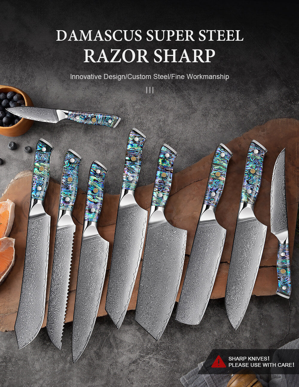 67 Layer Damascus Steel kitchen knife set