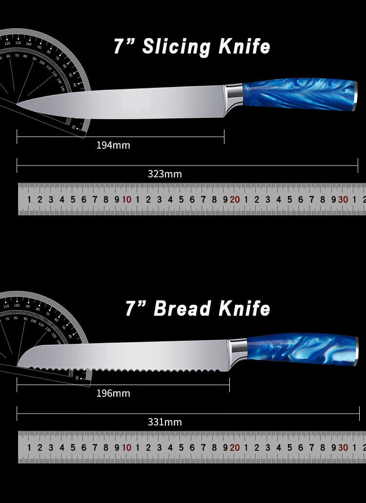 Stainless Steel 10 Piece Kitchen Knife Set Size