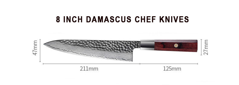Professional VG10 67 Layer Damascus Chef Knife - size