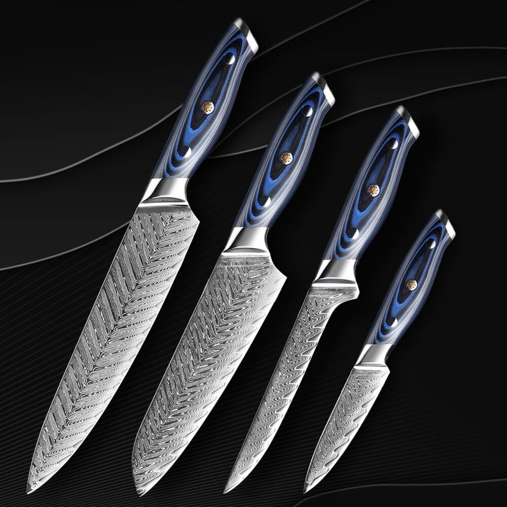 Damascus Japanese Knife Set Letcase Com   4 Piece Japanese Damascus Steel Knife Set 763014 1200x1200 