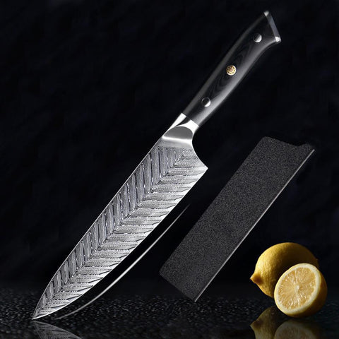 Fishbone Pattern Damascus Knife