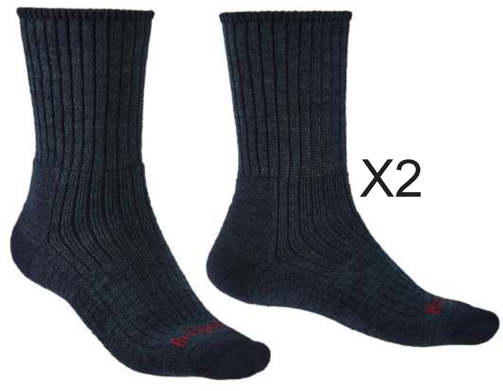 Bridgedale Men's Comfort Hiker Midweight Merino Hiking Socks TWIN PACK {BR-710596}