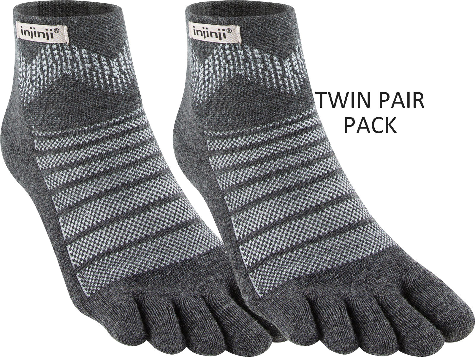 Injinji Outdoor Mid-Weight Merino Wool Mini-Crew Toe Socks TWIN PACK (INJ-MODC-TWIN)